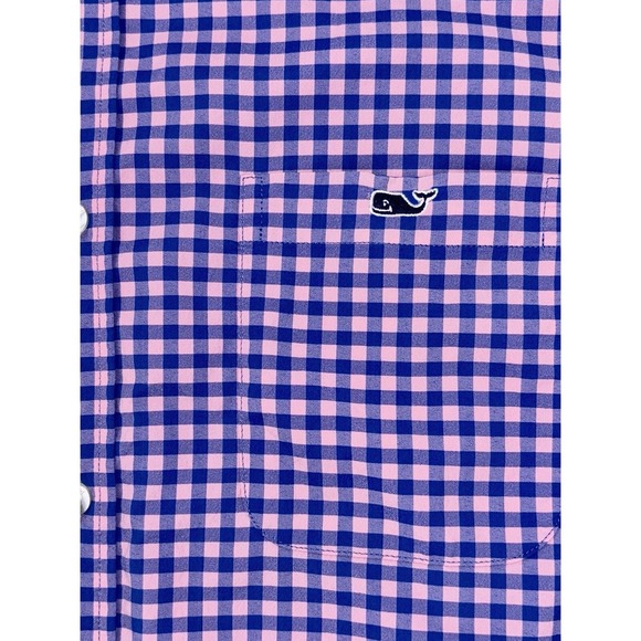 Vineyard Vines Men's Performance Classic Fit Tucker Shirt Medium Pink/Blue Check - Picture 5 of 12